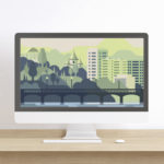 Киров, Вятка городской пейзаж flat illustration