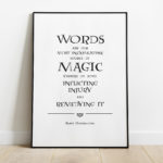 Printable black and white poster: Dumbledore about Words